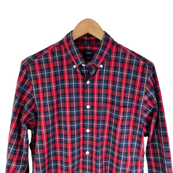 J Crew Men's Plaid Button Down Long Sleeve Cotton Shirt Red Blue S Grunge Band - Picture 3 of 8